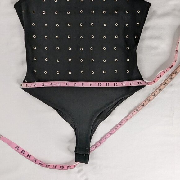 VTG Cache Black Silver Grommet Bodysuit Whimsygoth - Picture 6 of 7